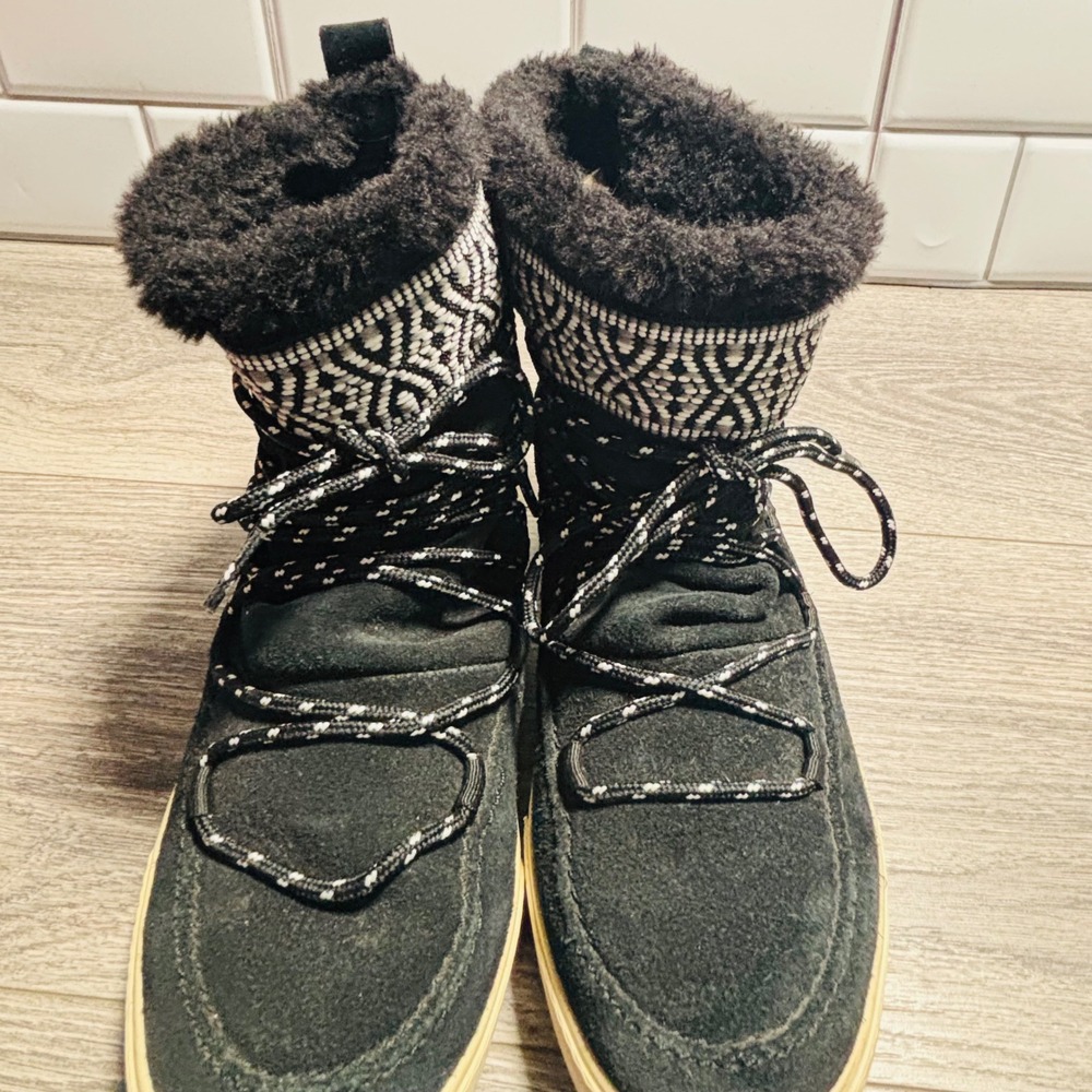 TOMS Women's Black Suede Alpine Ski Boots Size 7.5 - Picture 10 of 14